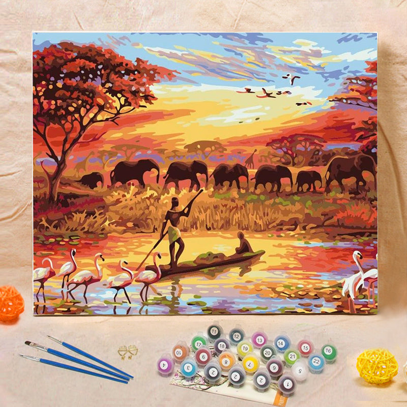 DIY Painting By Numbers African Grassland (16"x20" / 40x50cm