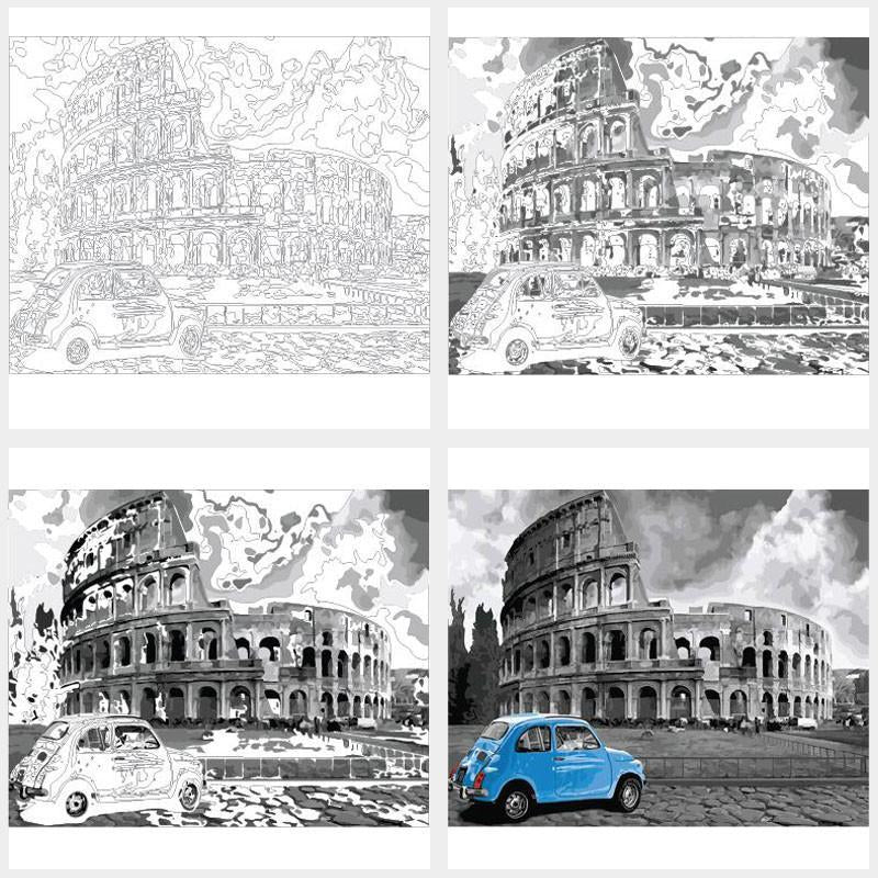 DIY Painting By Numbers Colosseum (16"x20" / 40x50cm) MoreasCraft