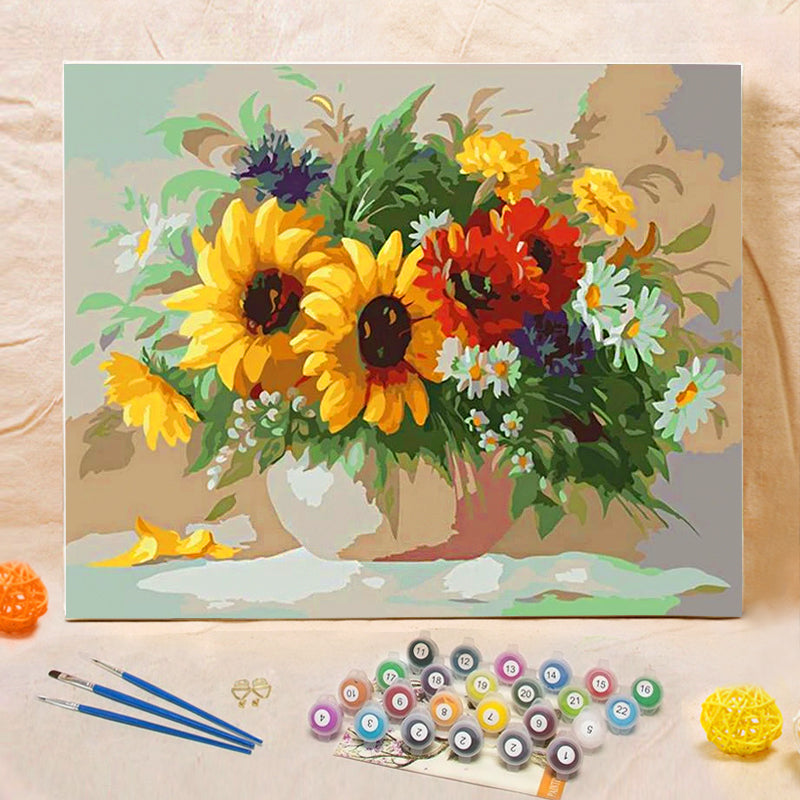 DIY Painting By Numbers - Flowers (16"x20" / 40x50cm)