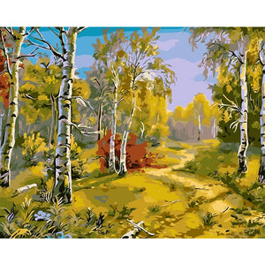 DIY Painting By Numbers -Autumn yellow-0223  (16"x20" / 40x50cm)