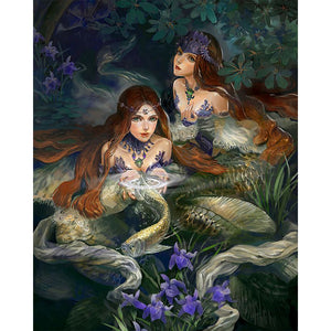 DIY Painting By Numbers -Two mermaids  (16"x20" / 40x50cm)