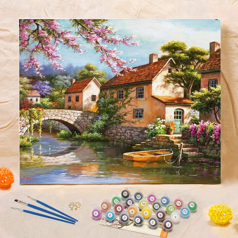 DIY Painting By Numbers - Countryside Landscape (16"x20" / 40x50cm)