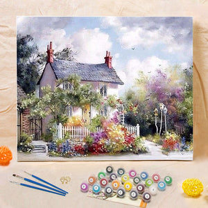 DIY Painting By Numbers - Rural House (16"x20" / 40x50cm)