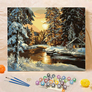 DIY Painting By Numbers - Snow Forest  (16"x20" / 40x50cm)