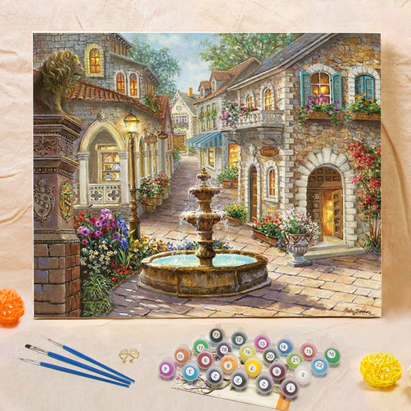 DIY Painting By Numbers - Fountain (16"x20" / 40x50cm)