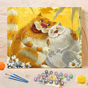DIY Painting By Numbers - Cartoon Cats (16"x20" / 40x50cm)