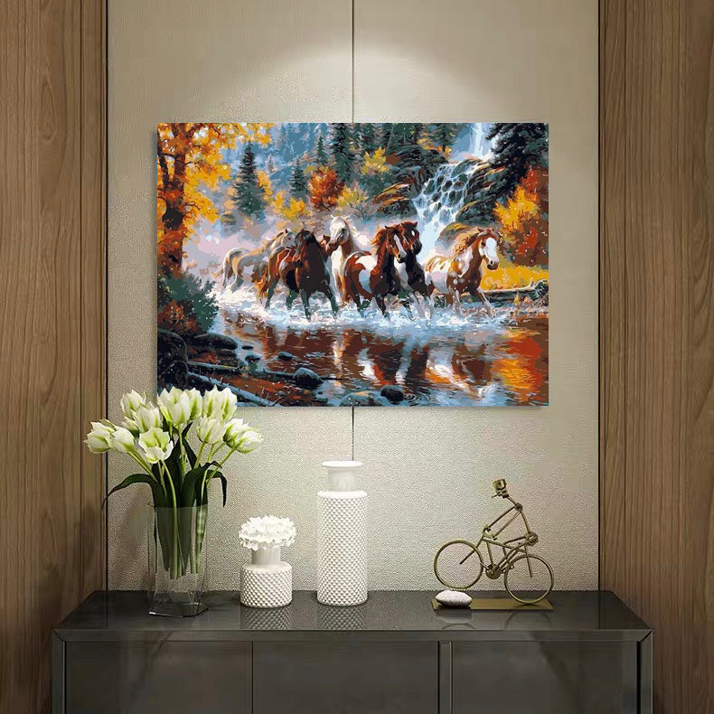 DIY Painting By Numbers - Running Horses (16"x20" / 40x50cm)