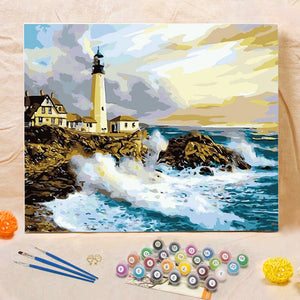 DIY Painting By Numbers - Lighthouse  (16"x20" / 40x50cm)