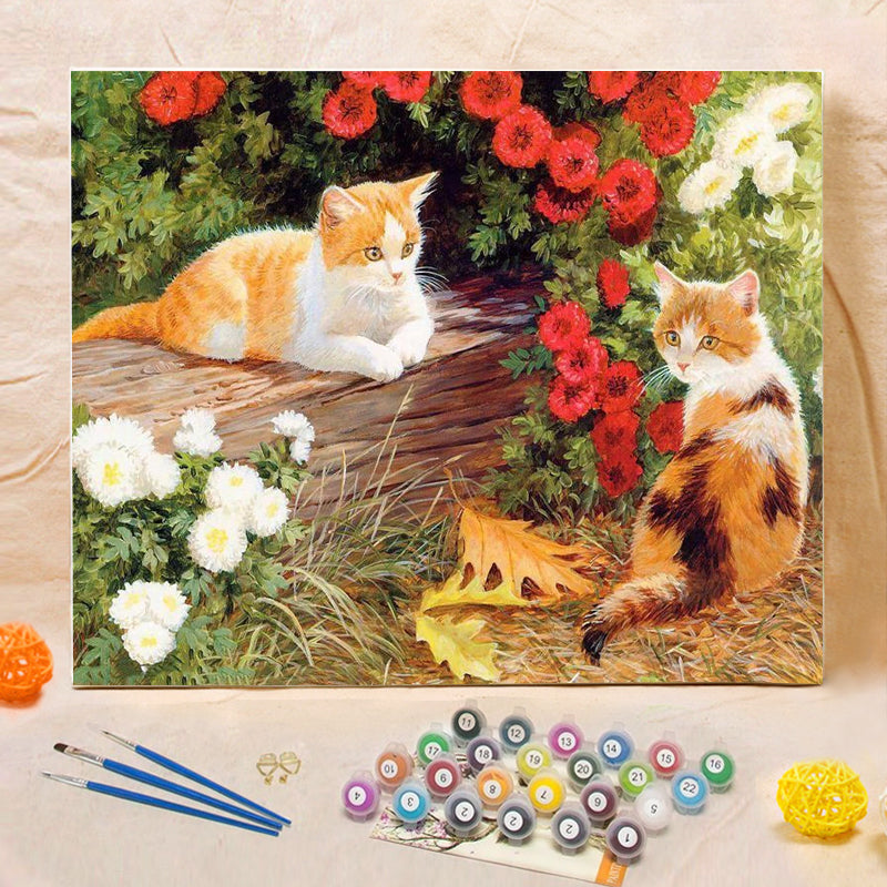 DIY Painting By Numbers - Cute Cats (16"x20" / 40x50cm)