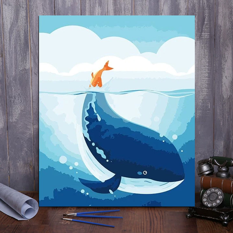 DIY Painting By Numbers - Whale (16"x20" / 40x50cm)