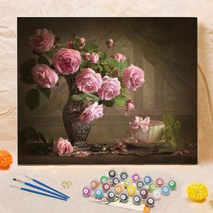 DIY Painting By Numbers - Camellia Flower (16"x20" / 40x50cm)