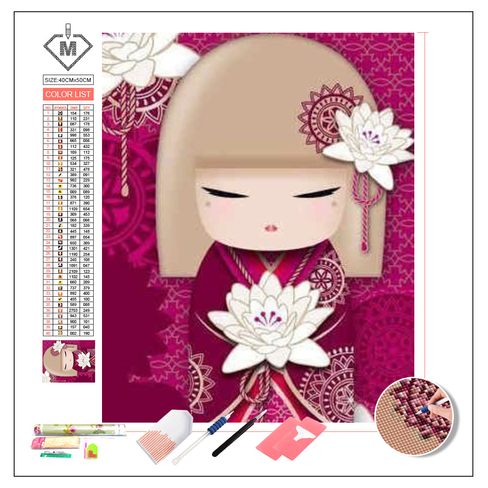 DIY Diamond Painting Kit  - Cartoon kimono girl
