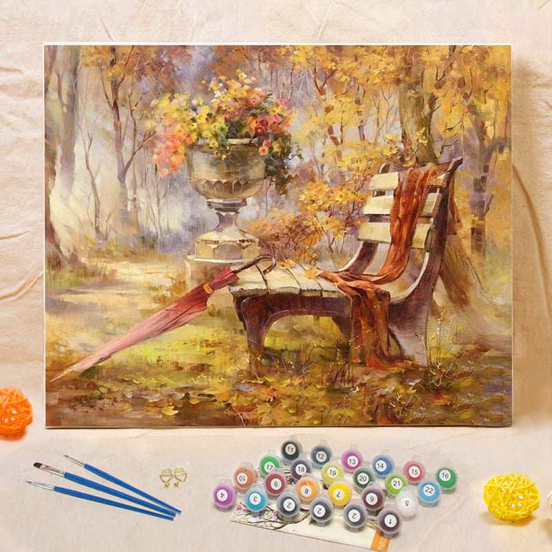 DIY Painting By Numbers - Park Autumn (16"x20" / 40x50cm)