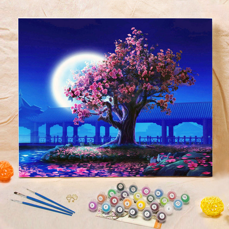 DIY Painting By Numbers - Romantic Moon Night (16"x20" / 40x50cm)