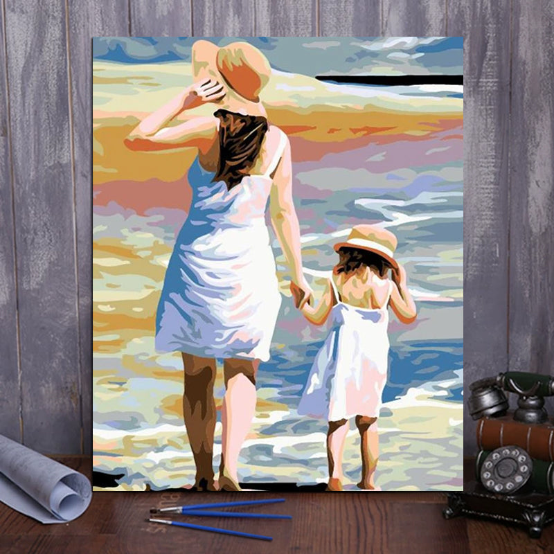 DIY Painting By Numbers -  Mother And Daughter (16"x20" / 40x50cm)