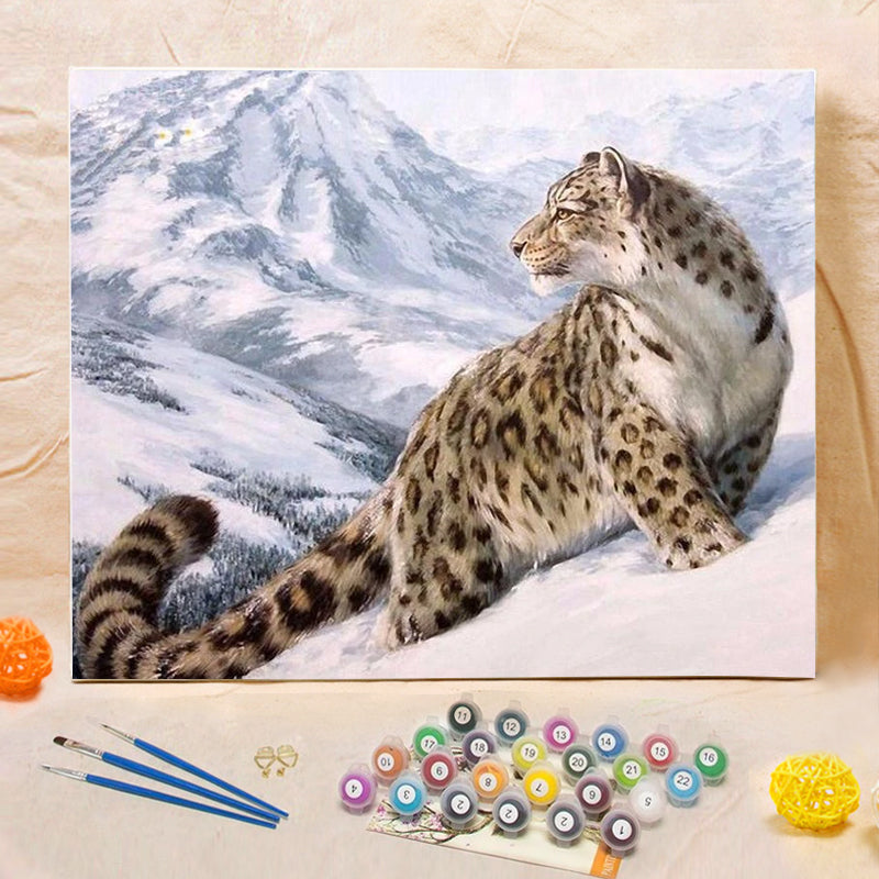 DIY Painting By Numbers - Snow Leopard (16"x20" / 40x50cm)