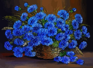 DIY Painting By Numbers -Blue Flower  (16"x20" / 40x50cm)