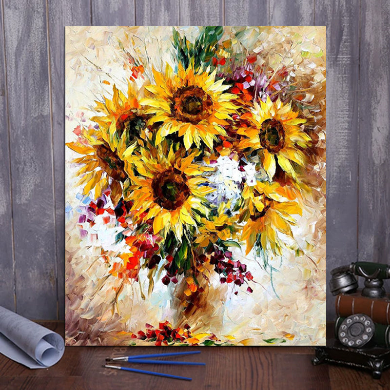 DIY Painting By Numbers - Yellow Sunflower (16"x20" / 40x50cm)