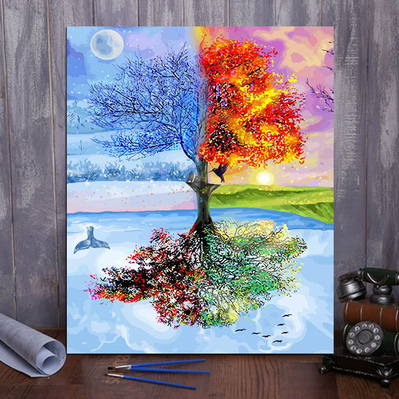 DIY Painting By Numbers -Colorful Trees  (16"x20" / 40x50cm)
