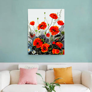 DIY Painting By Numbers -Poppy Flower (16"x20" / 40x50cm)