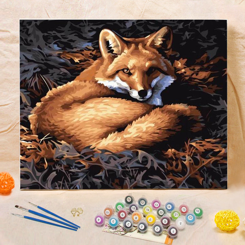 DIY Painting By Numbers -  silver fox (16"x20" / 40x50cm)