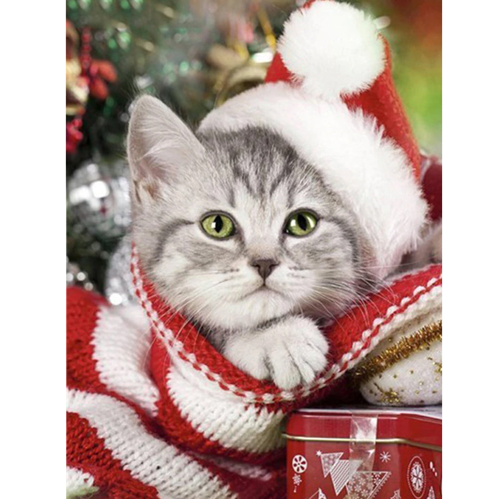 DIY Diamond Painting Kit  - Christmas cat