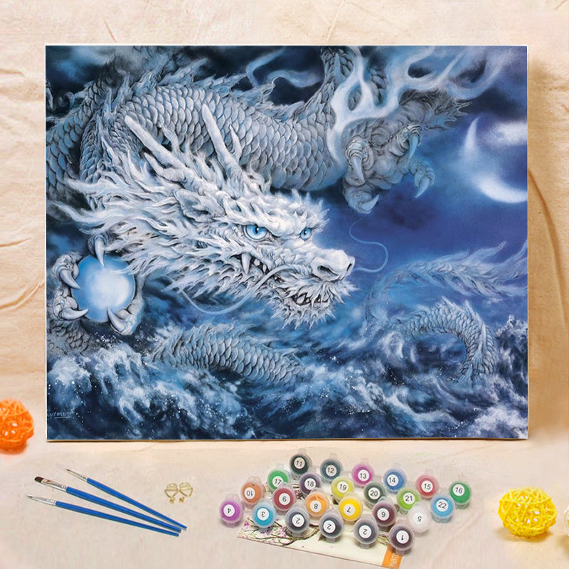 DIY Painting By Numbers - Ice Dragon  (16"x20" / 40x50cm)