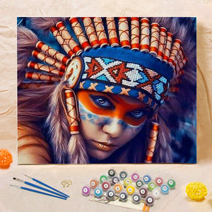 DIY Painting By Numbers - Native American  (16"x20" / 40x50cm)
