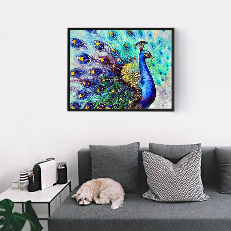 DIY Painting By Numbers - Peacock flaunting (16"x20" / 40x50cm)