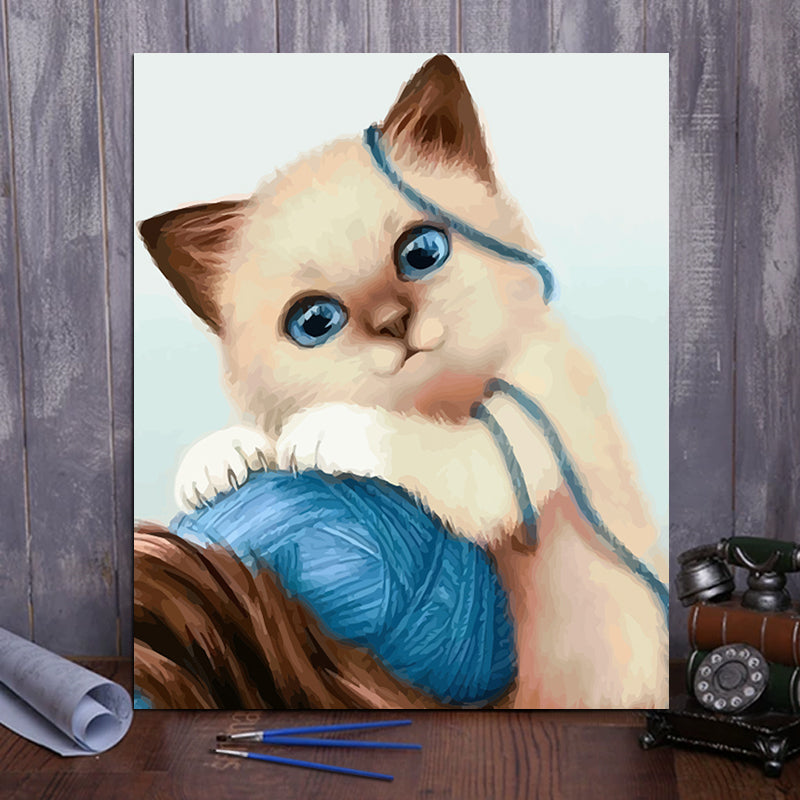 DIY Painting By Numbers - Cute kitty (16"x20" / 40x50cm)