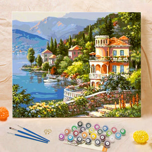 DIY Painting By Numbers - Lakeside (16"x20" / 40x50cm)