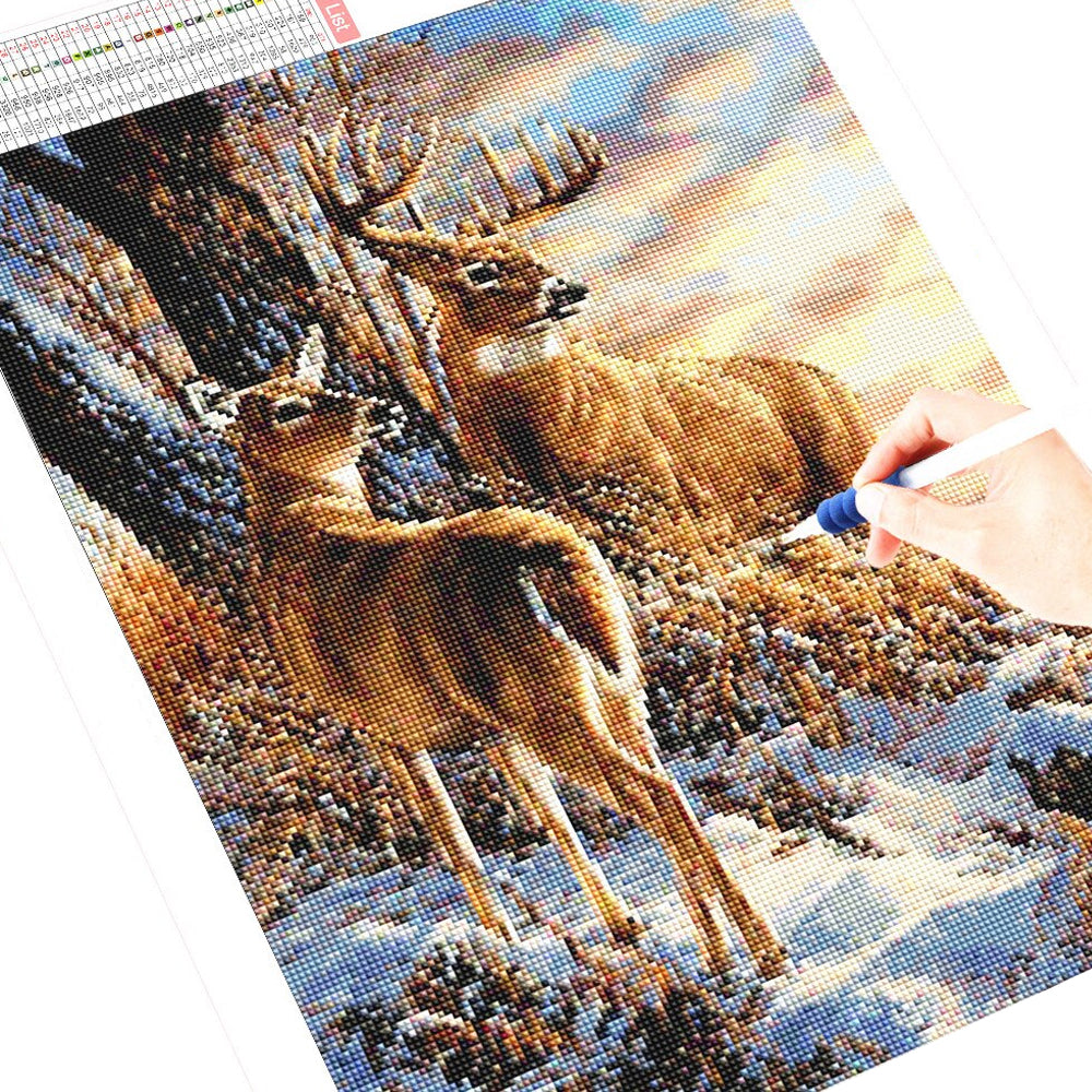 Romantic Deer Couple - Diamond Paintings 