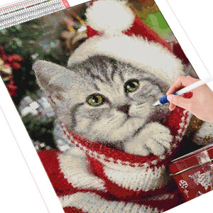 DIY Diamond Painting Kit  - Christmas cat