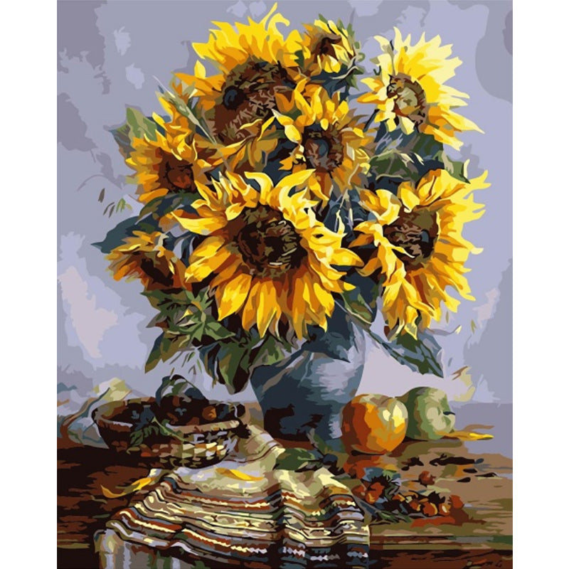 DIY Painting By Numbers -  Sun Flowers (16"x20" / 40x50cm)