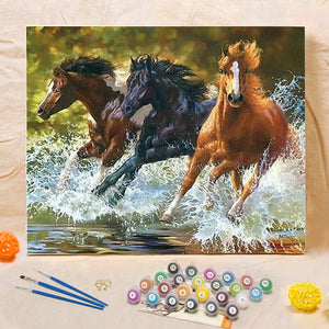 DIY Painting By Numbers - Running Horse (16"x20" / 40x50cm)