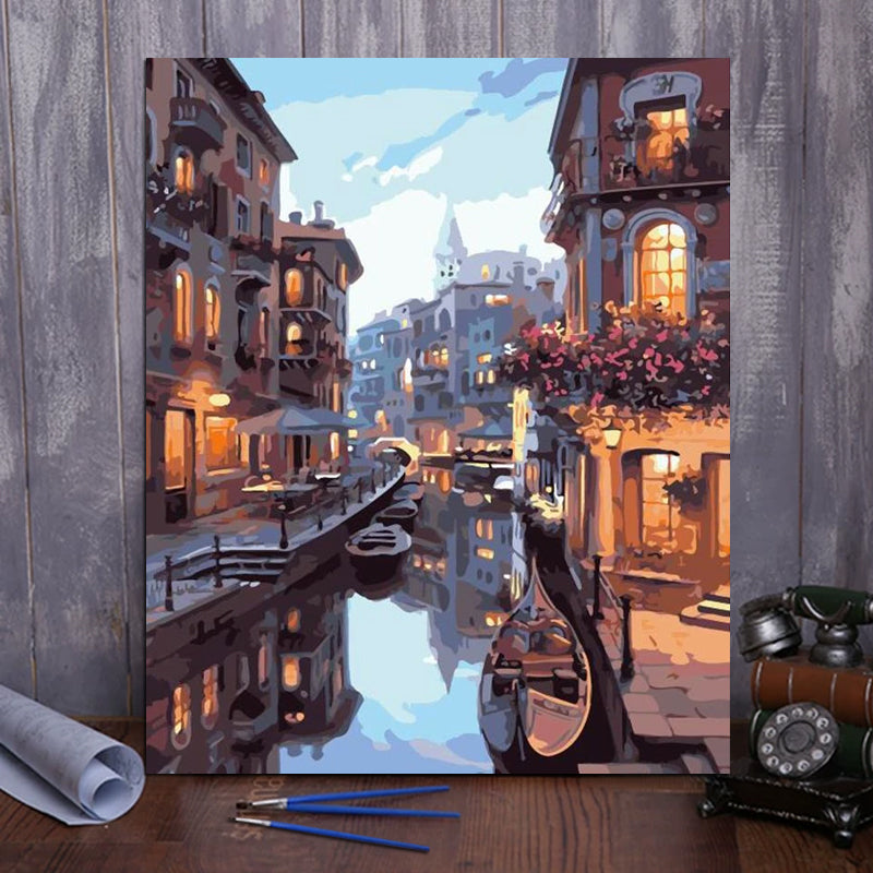 DIY Painting By Numbers - Water City (16"x20" / 40x50cm)