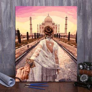DIY Painting By Numbers - Taj Mahal (16"x20" / 40x50cm)