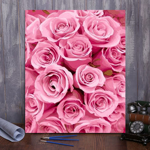 DIY Painting By Numbers - Pink Rose (16"x20" / 40x50cm)