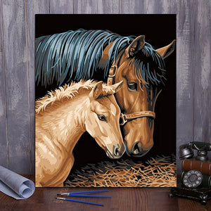 DIY Painting By Numbers - Horses(16"x20" / 40x50cm)