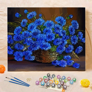 DIY Painting By Numbers -Blue Flower  (16"x20" / 40x50cm)