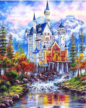 DIY Painting By Numbers - Fantasy Castle Landscape (16"x20" / 40x50cm)