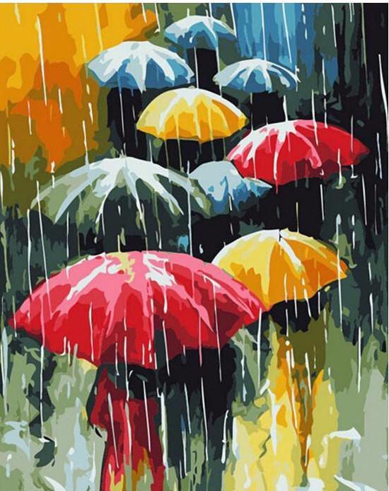 DIY Painting By Numbers - Umbrellas (16"x20" / 40x50cm)